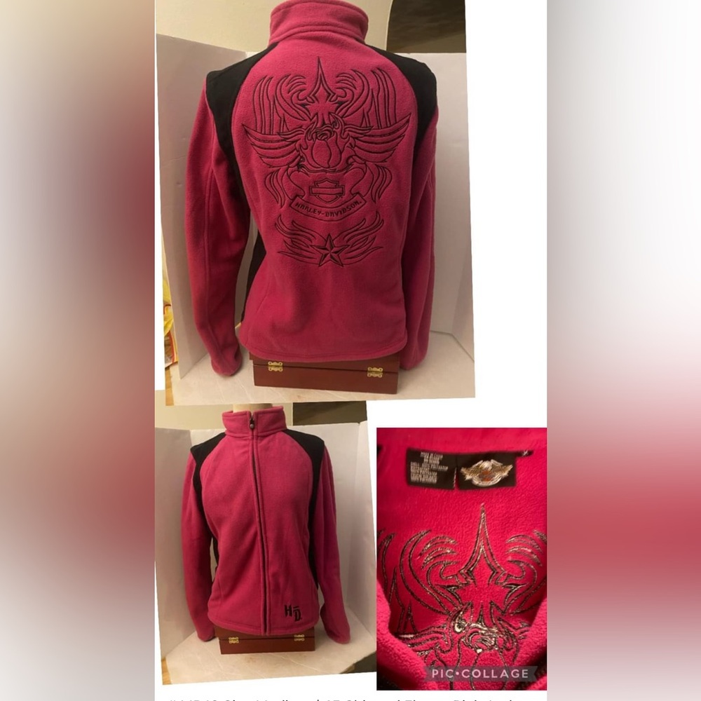 Harley Davidson Pink Zip Up Fleece Jacket